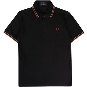 Fred Perry Mens Double Tipped Collar Polo Shirt / Black